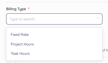 Define billing type for your billable hours